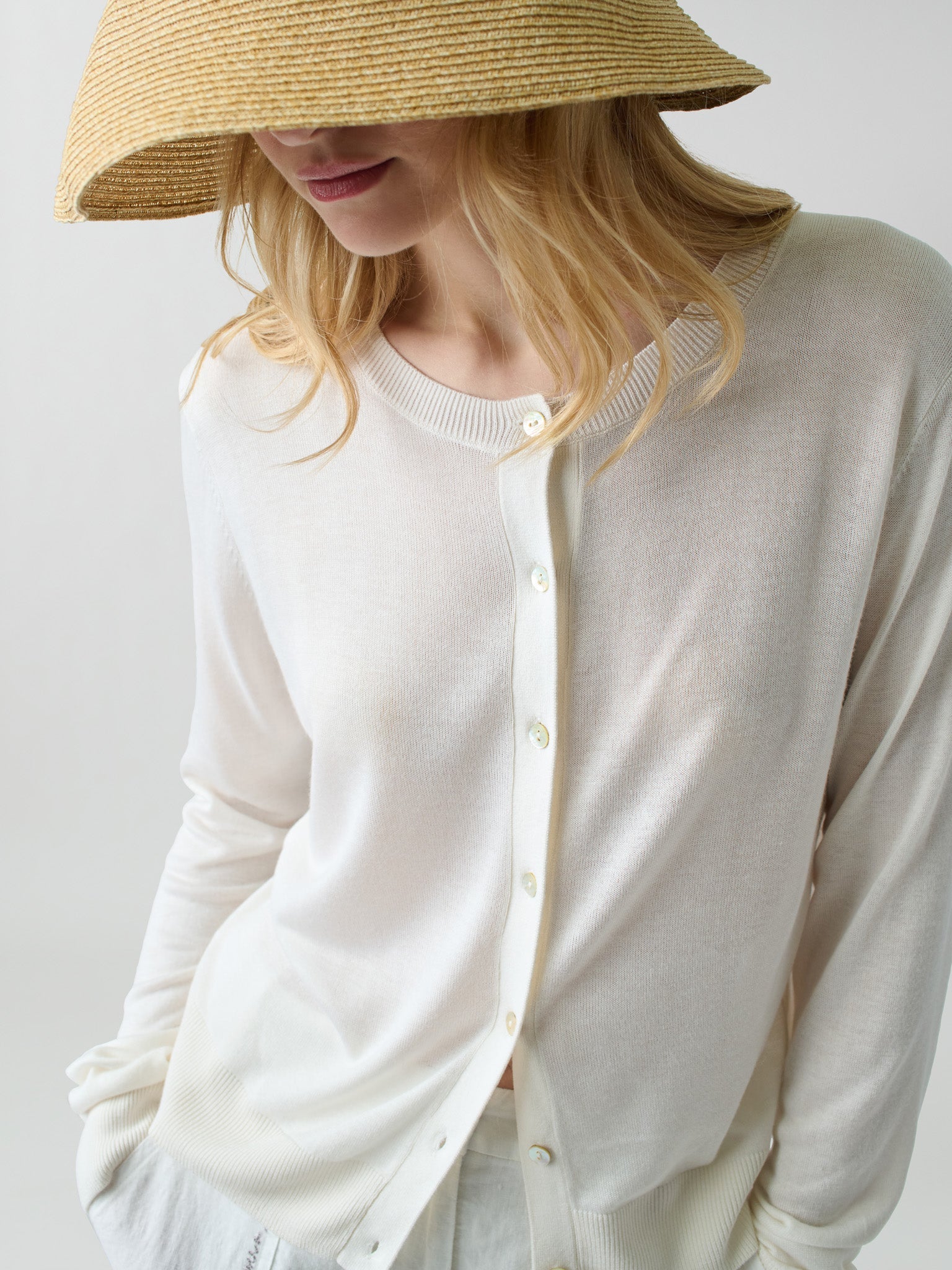 Silk Blend Cardigan RTW LINGUA FRANCA NYC White XS