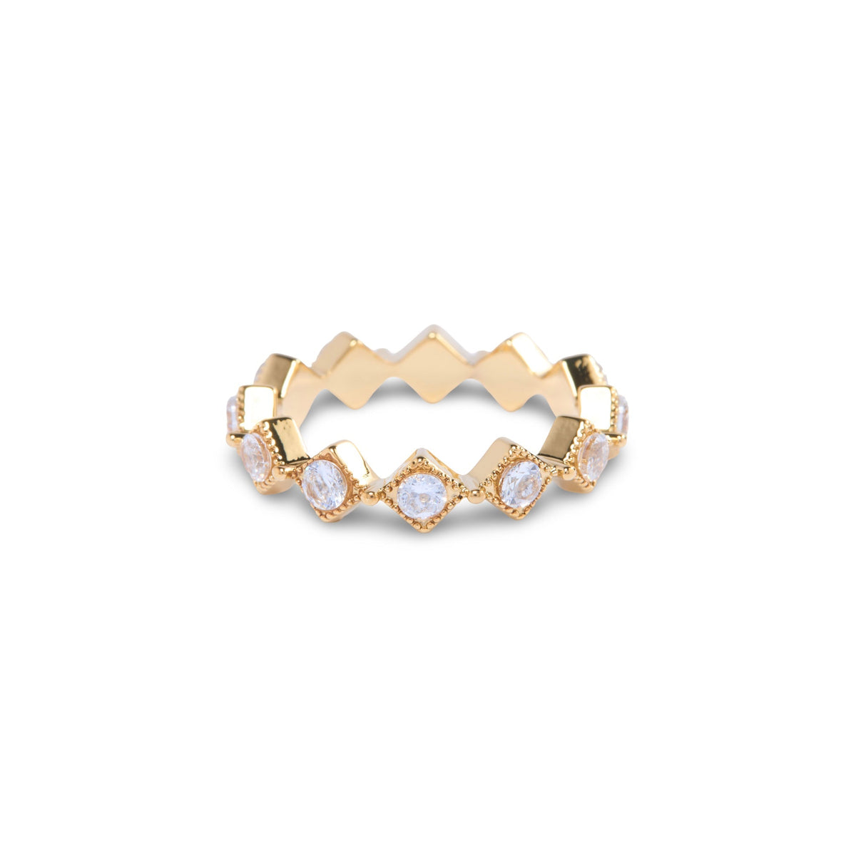 Gold Pave Diamond Gem Ring