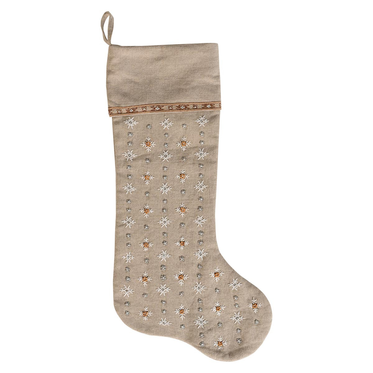 Heidi Embroidered Stocking Natural