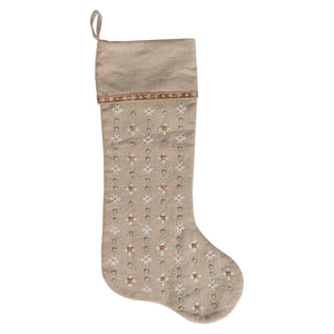 Heidi Embroidered Stocking Natural