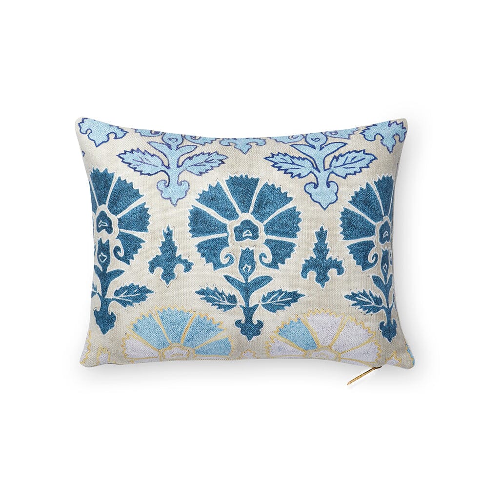 Blue Daisy Suzani Pillow Pillow St. Frank 16" x 12" 