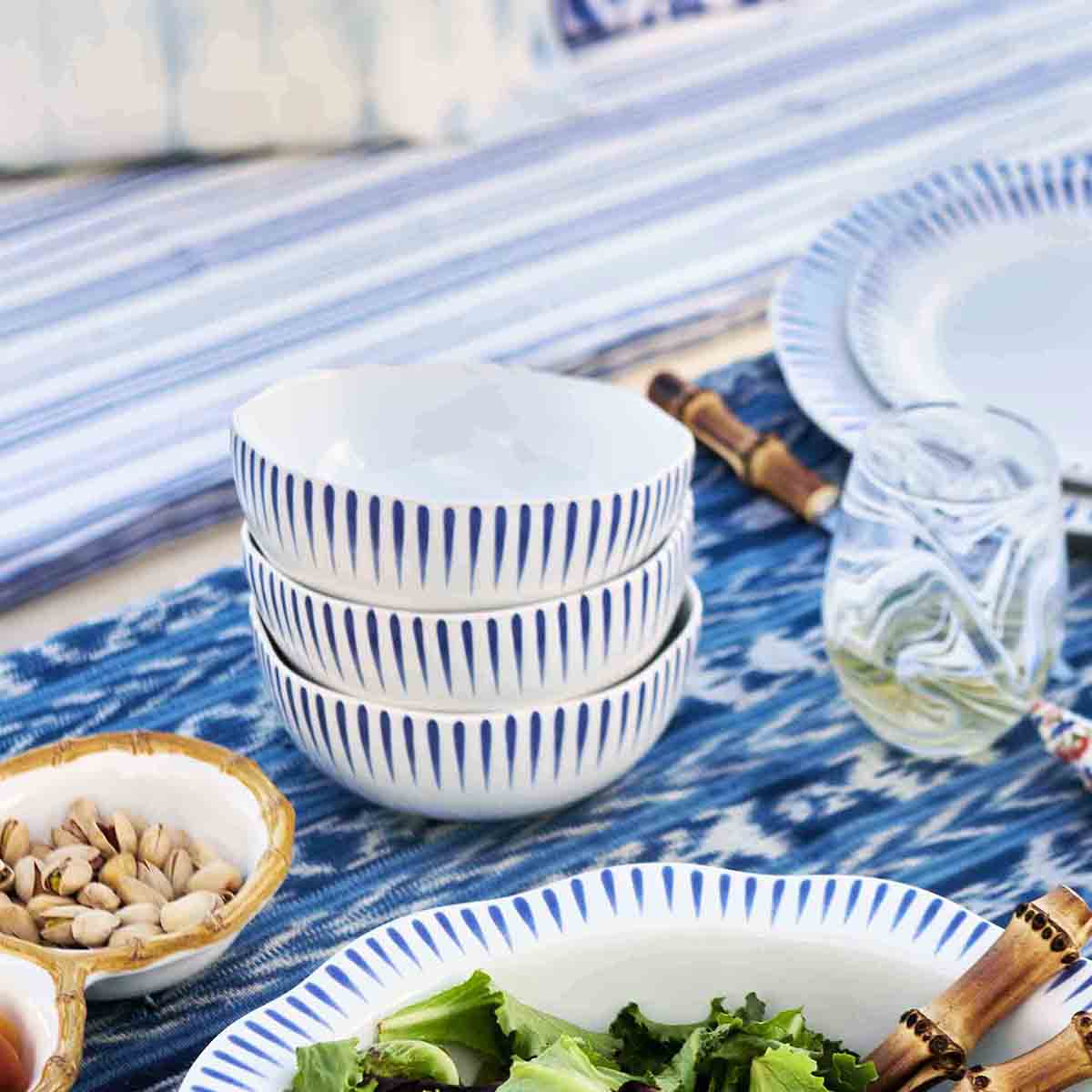 Sitio Stripe Cereal/Ice Cream Bowl in Delft Blue