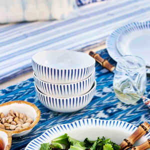 Sitio Stripe Cereal/Ice Cream Bowl in Delft Blue