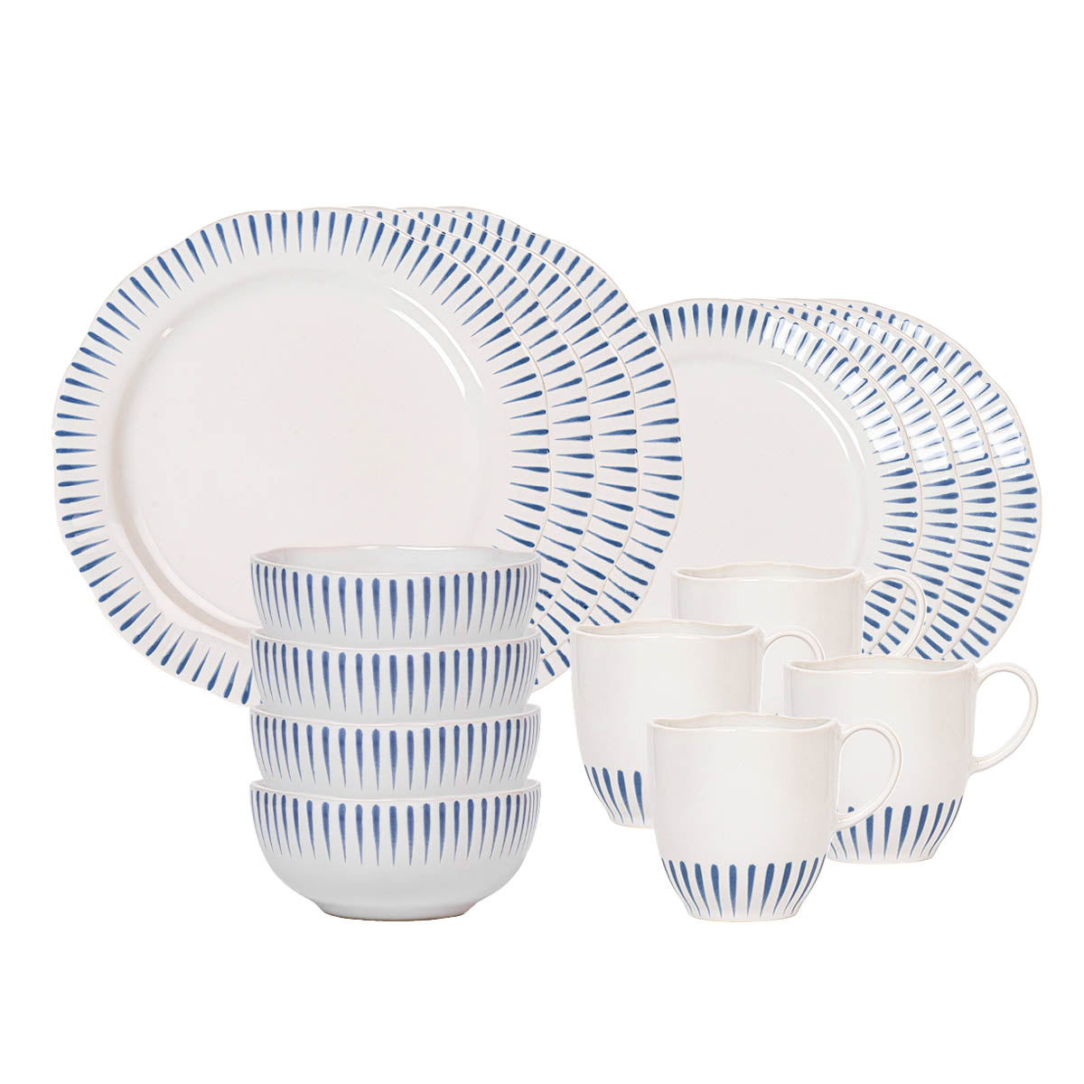 Sitio Stripe 16-Piece Place Setting in Delft Blue