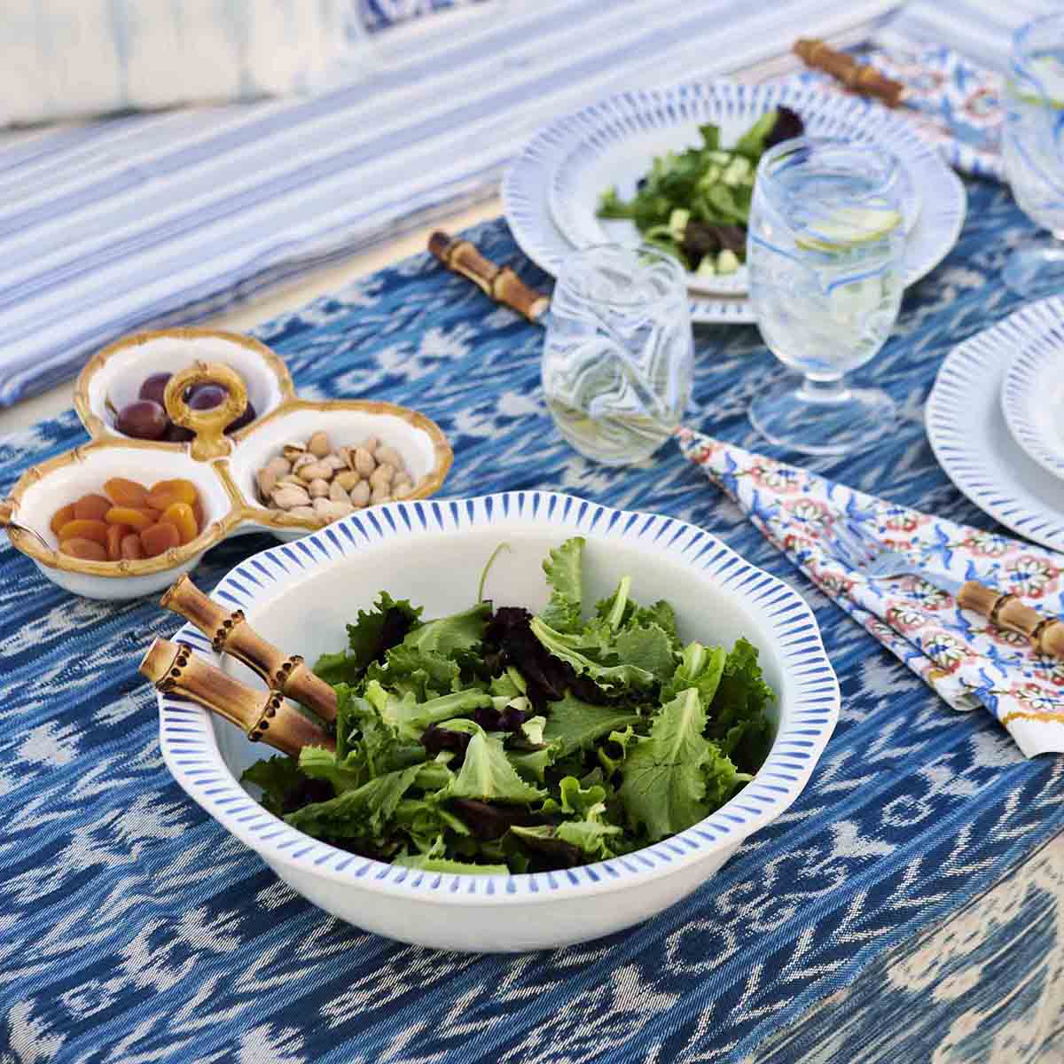 Sitio Stripe 12" Serving Bowl in Delft Blue