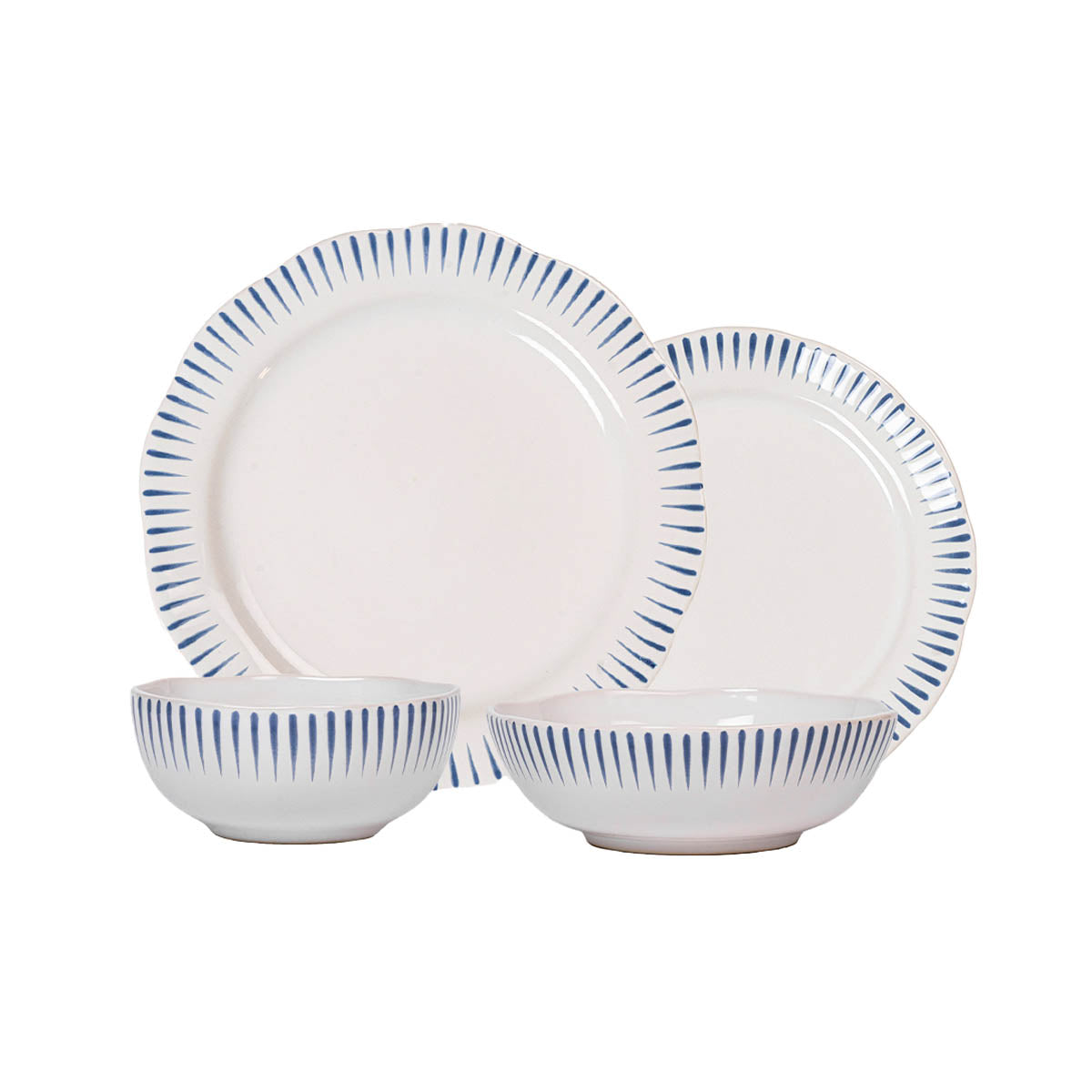 Sitio Stripe 4-Piece Place Setting in Delft Blue