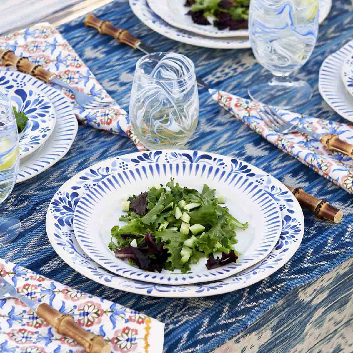 Sitio Stripe 4-Piece Place Setting in Delft Blue