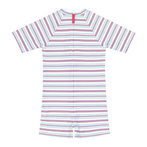 Unisex Vintage Stripe Short Sleeve Rashguard One Piece