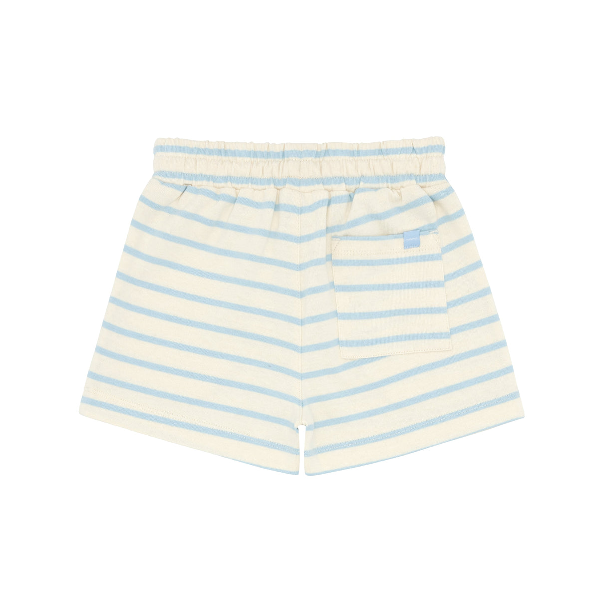 Unisex Cream And Powder Blue Stripe Shorts