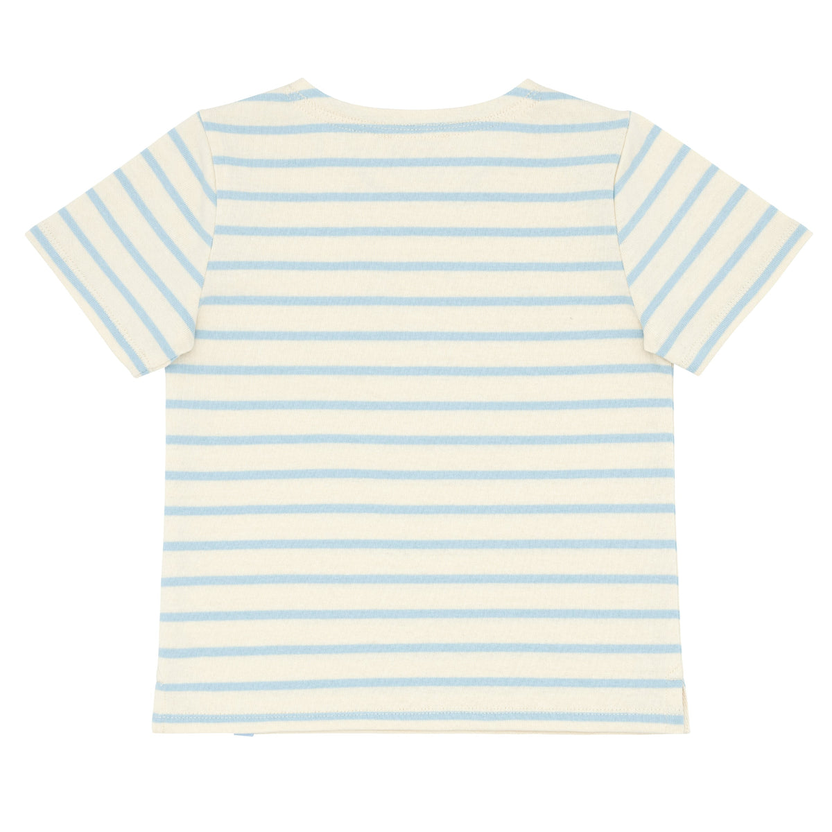 Unisex Cream And Powder Blue Stripe Boatneck Tee