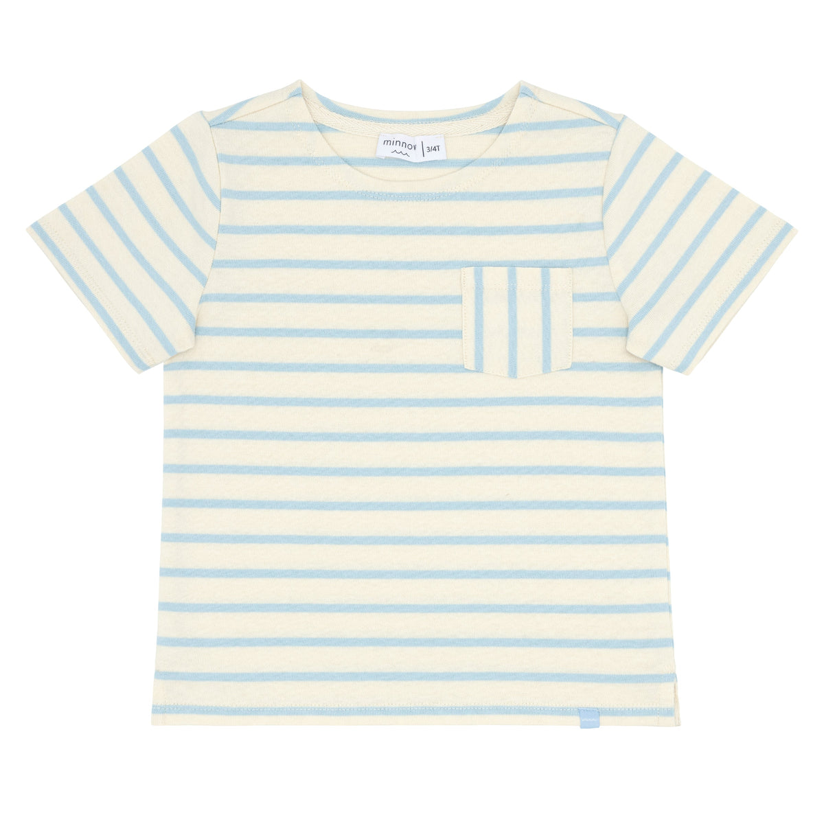 Unisex Cream And Powder Blue Stripe Boatneck Tee