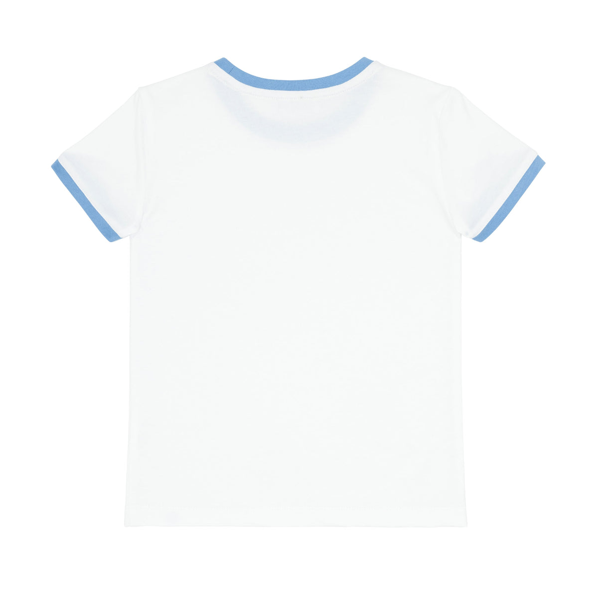 Unisex White Cotton Ringer Tee With Surfside Blue Trim