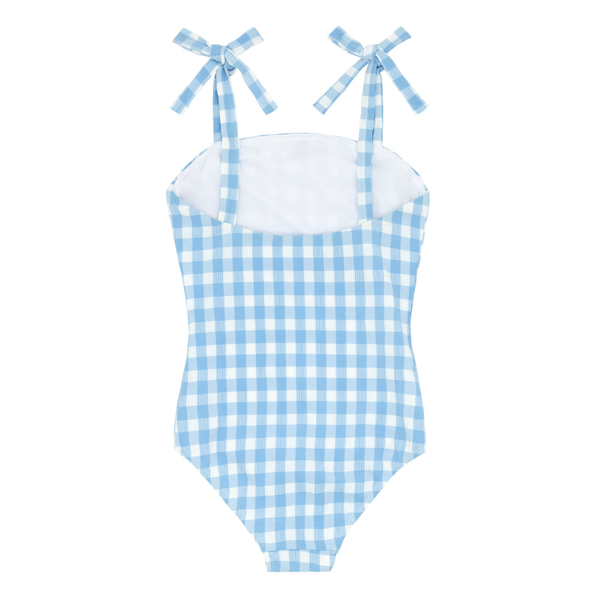 Girls Surfside Blue Crinkle Gingham One Piece