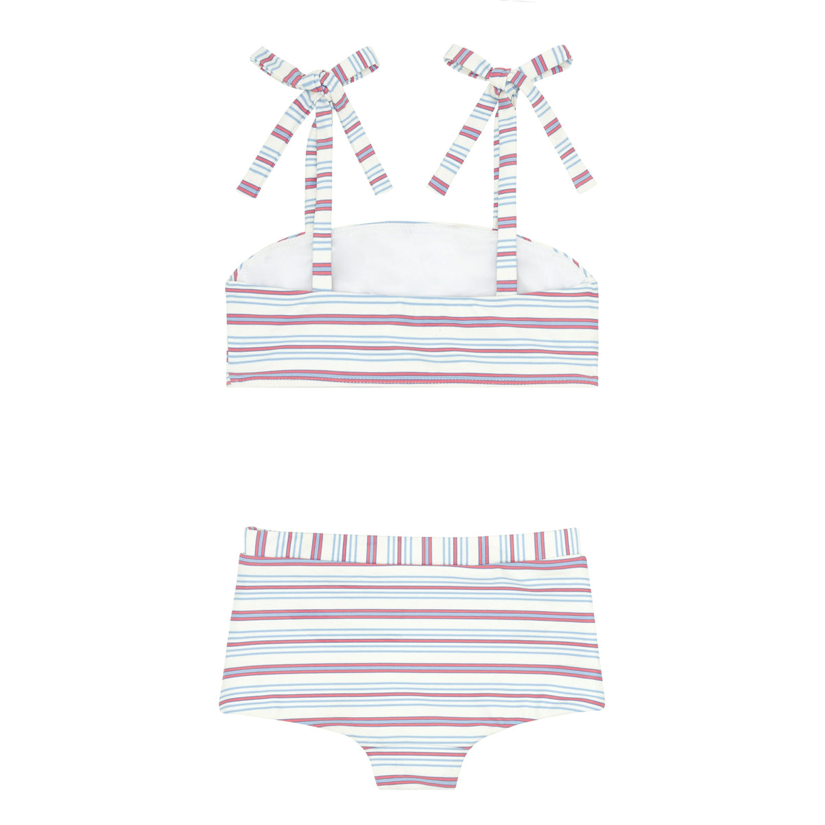 Girls Vintage Stripe Bandeau Top And Swim Shorts Bikini