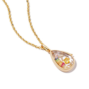 Saffron Locket on Adjustable Rolo Gold Chain