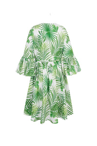 Sandy Palm Fronds Print Kaftan Dress