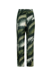 Santo Tomás Silk Jacquard Pants in Green Brushed