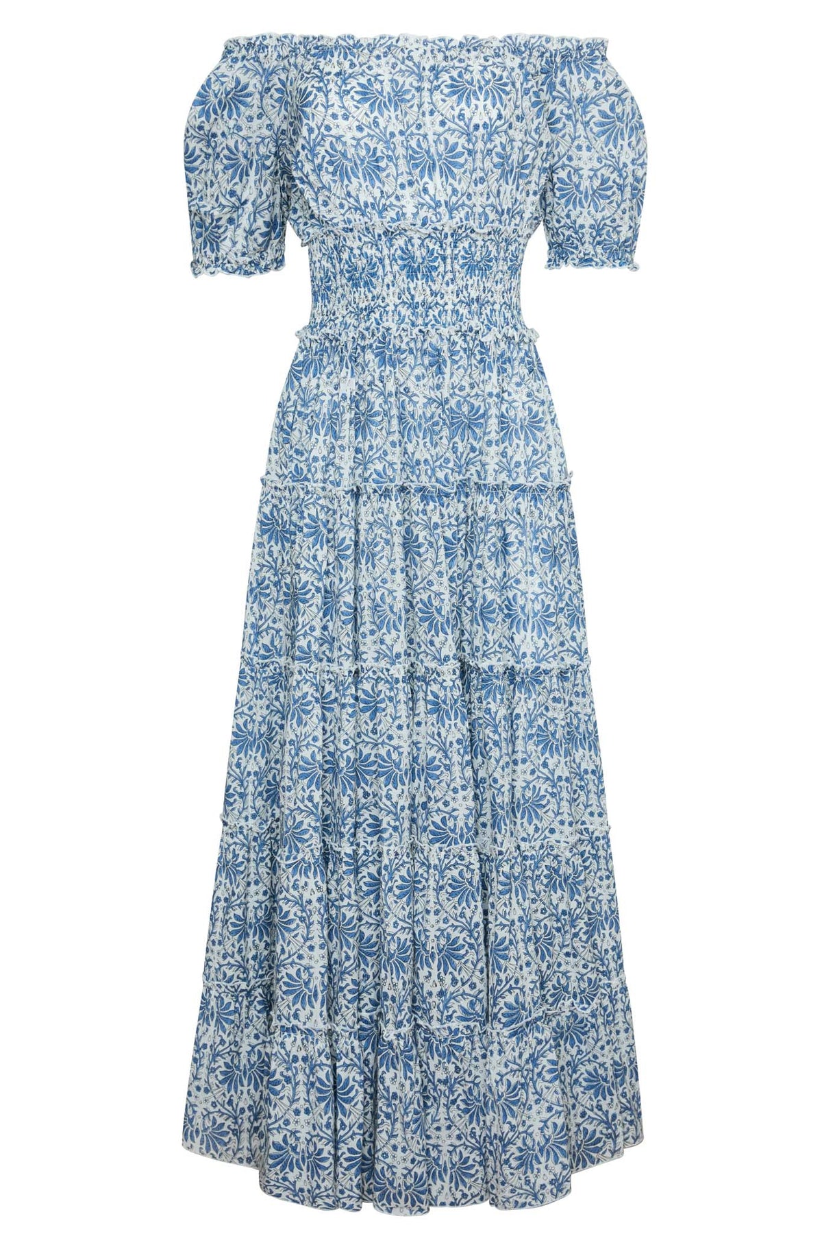Santorini Maxi Dress in Blue Botanical Vine