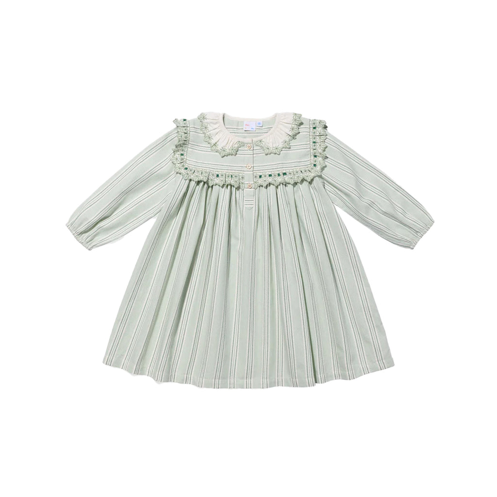 Sara Dress in Sage Chevron Stripe