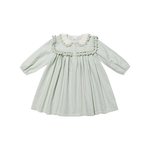 Sara Dress in Sage Chevron Stripe