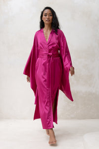 Long Silky Satin Kimono Robe