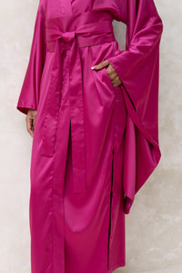 Long Silky Satin Kimono Robe