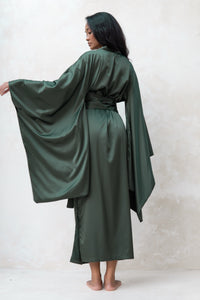 Long Silky Satin Kimono Robe