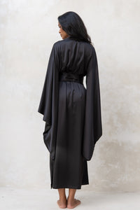 Long Silky Satin Kimono Robe