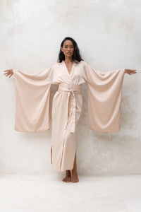 Long Silky Satin Kimono Robe