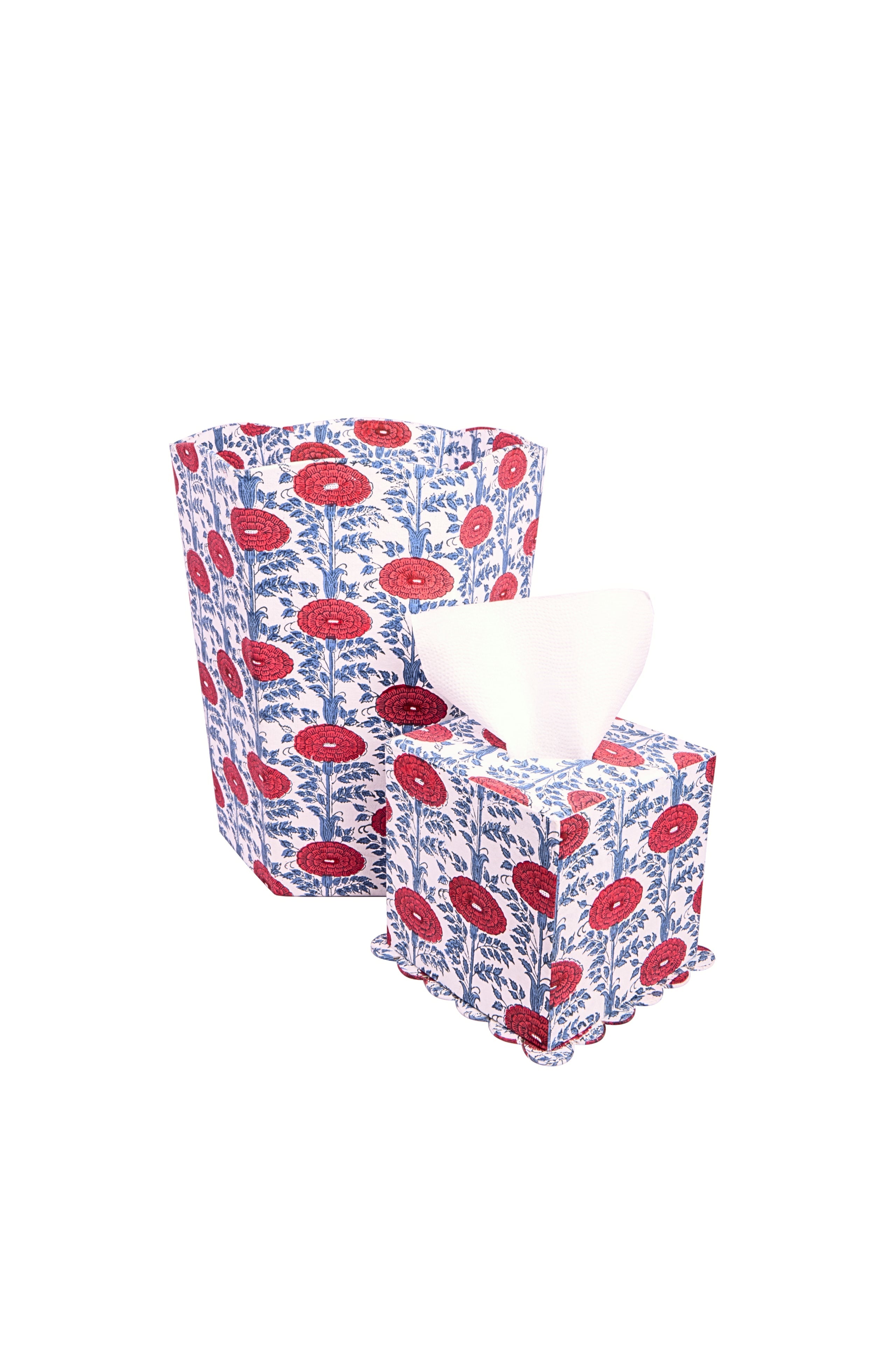 Scallop Tissue Box Cover in Araminta Blockprint