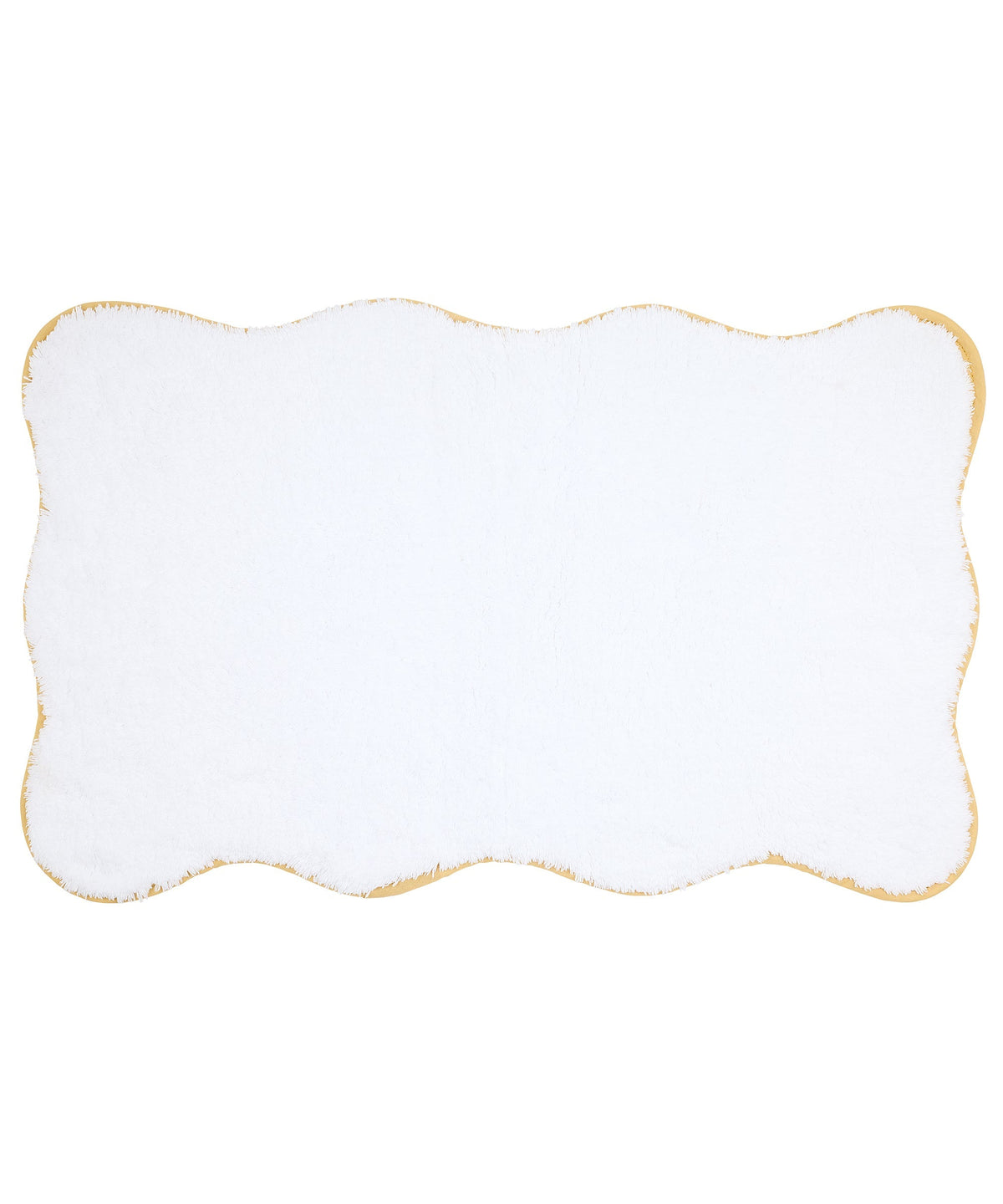 Rebecca Udall scallop wavy bath mat white and mustard yellow gold piping trim