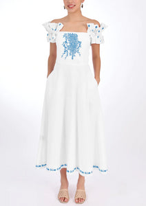 Alya Embroidered Midi Dress