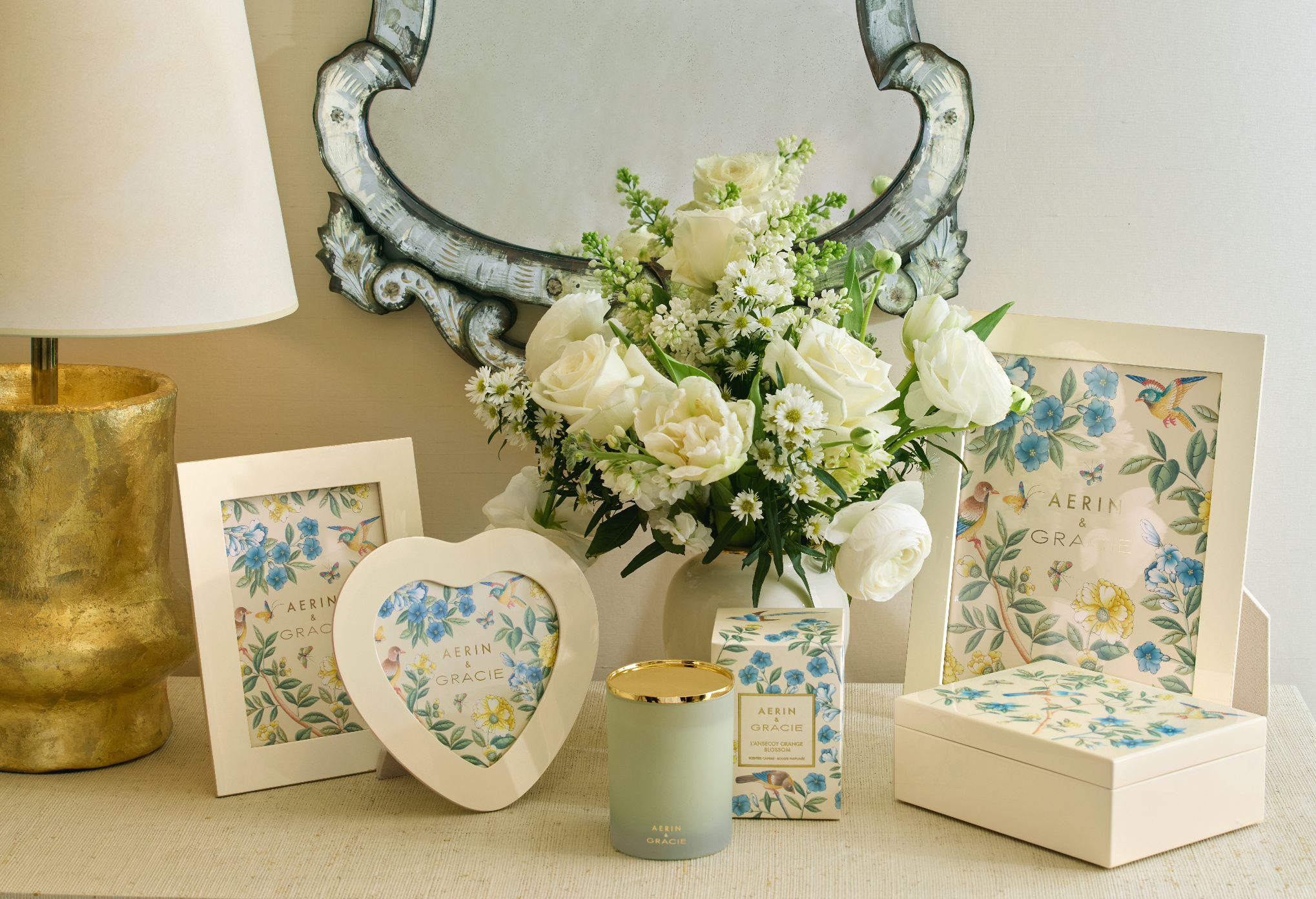 AERIN & Gracie Heathcote Lacquer Frame in Cream