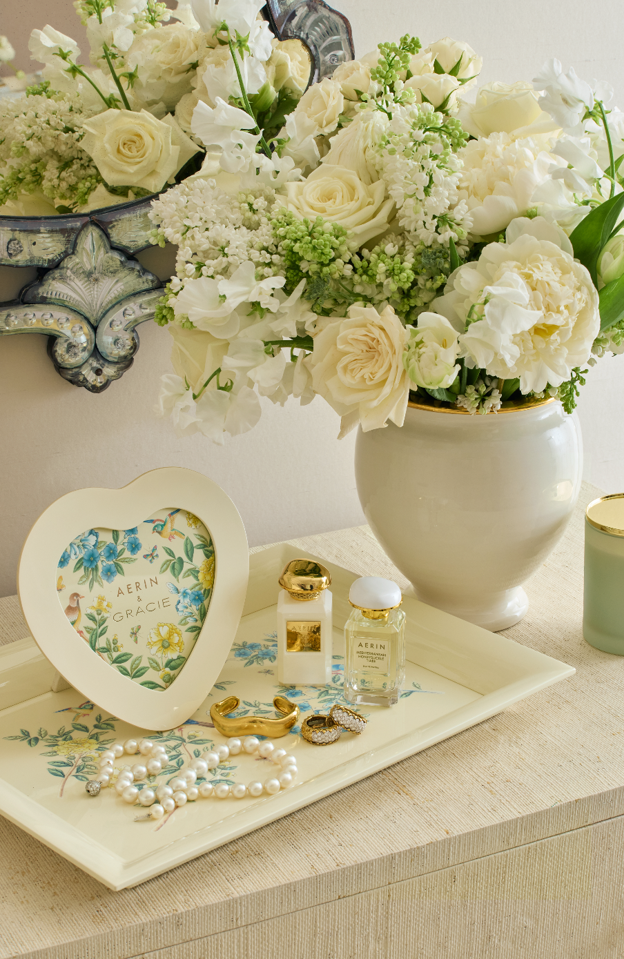 AERIN & Gracie Heathcote Lacquer Heart Frame, Cream