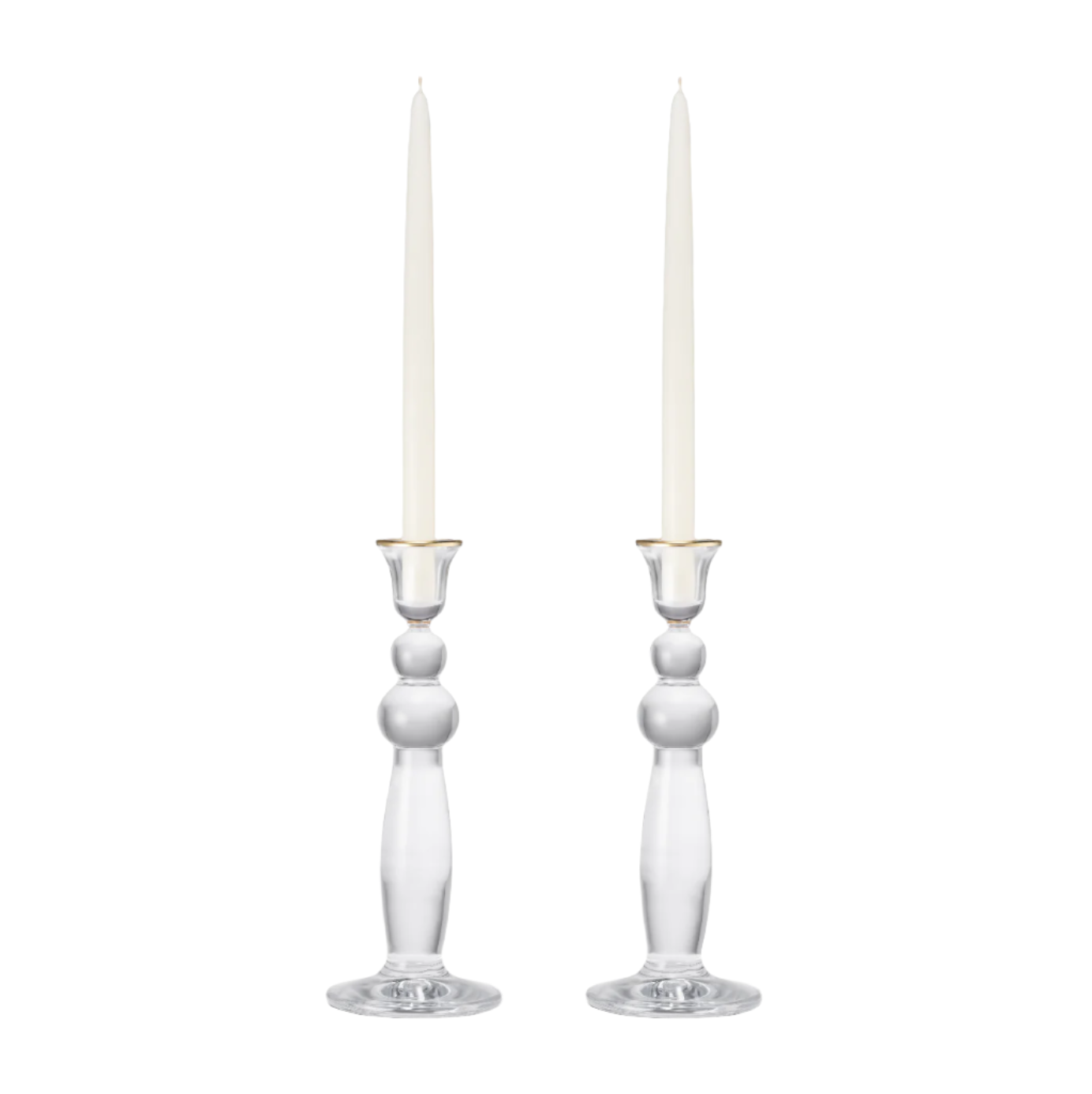 Sancia Extra Tall Taper Candleholders in Gold Rim in, Set of 2