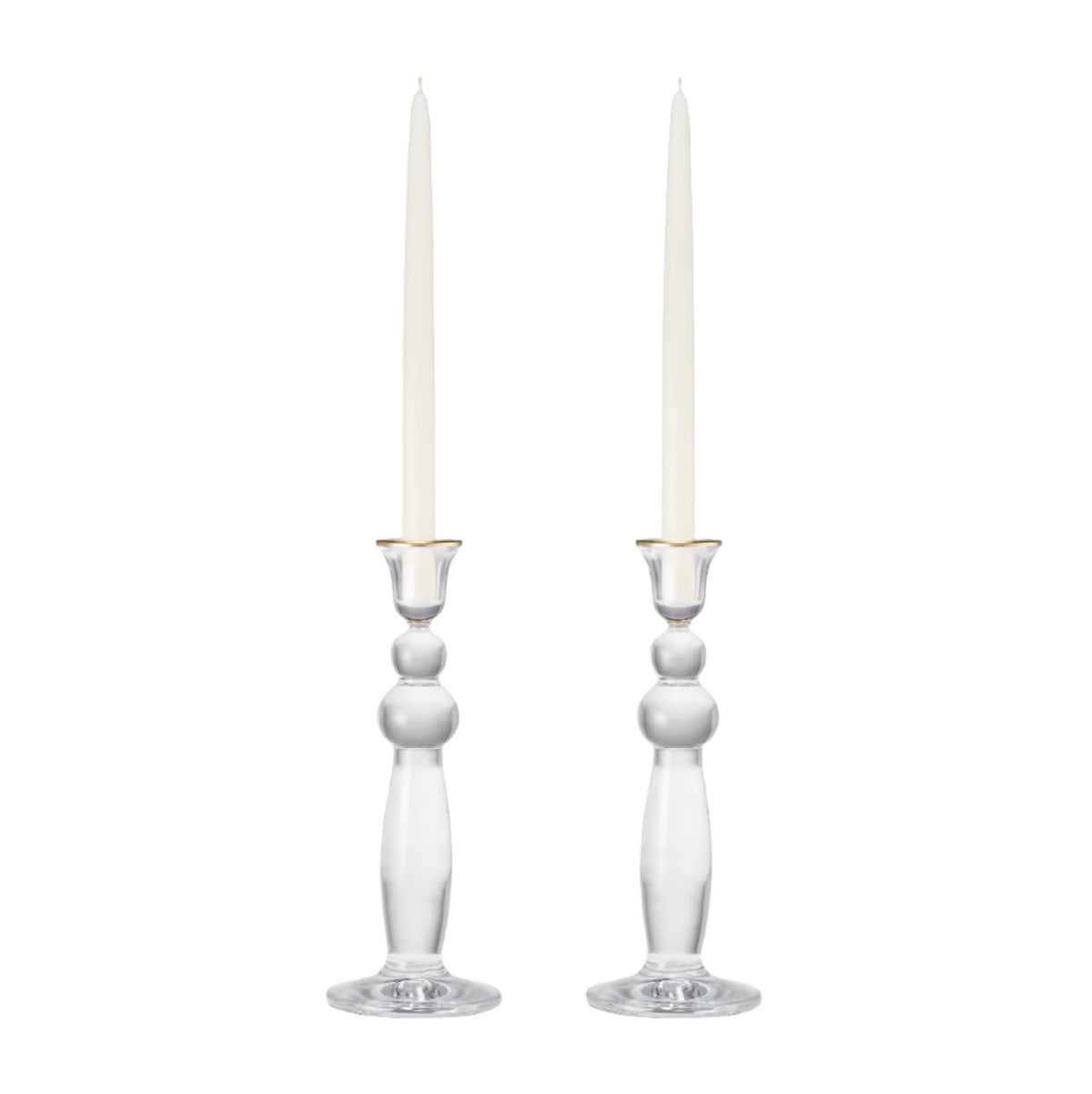 Sancia Extra Tall Taper Candleholders in Gold Rim in, Set of 2