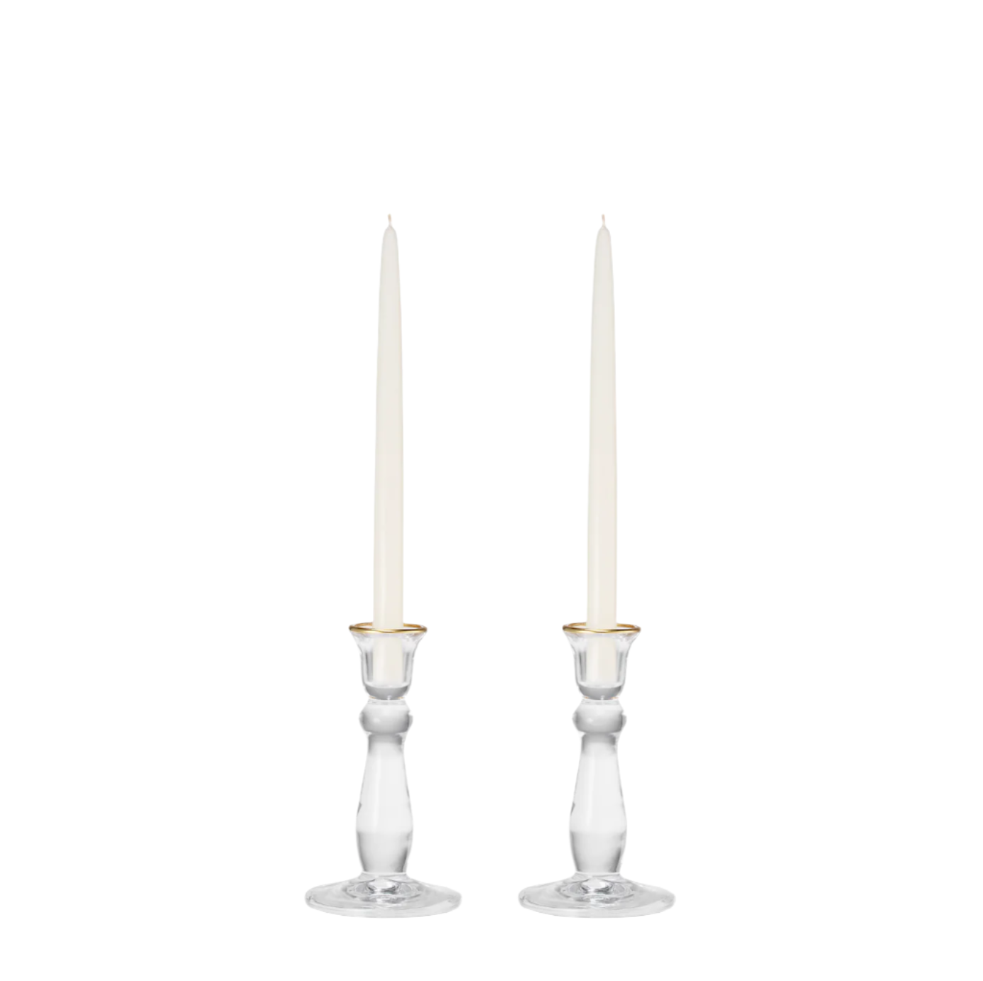 Sancia Tall Taper Candleholders in Gold Rim in, Set of 2