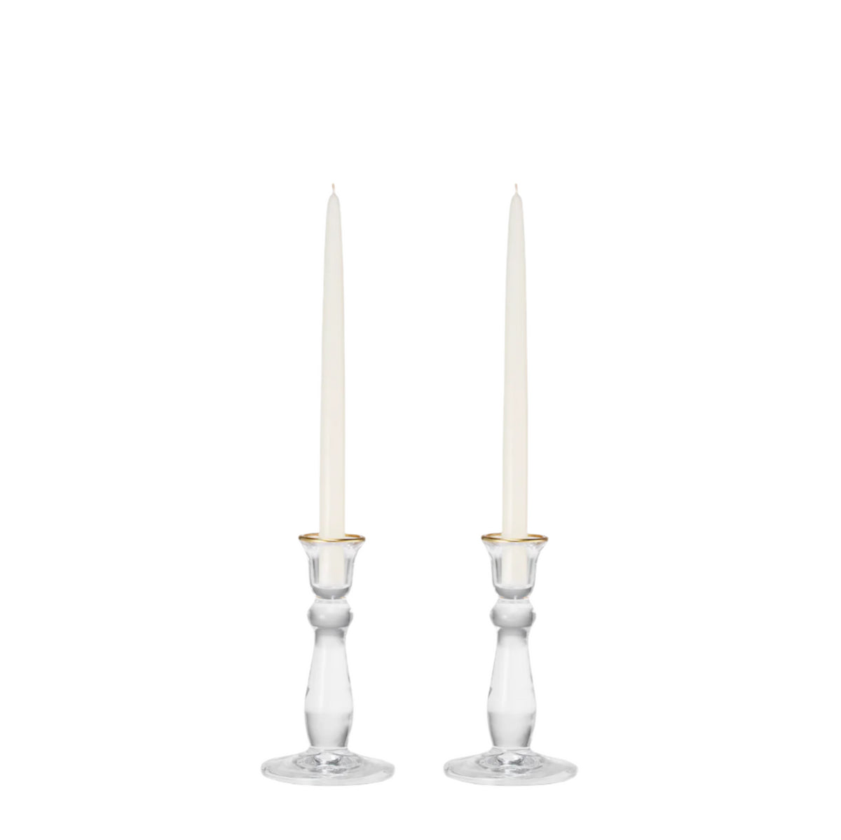 Sancia Tall Taper Candleholders in Gold Rim in, Set of 2