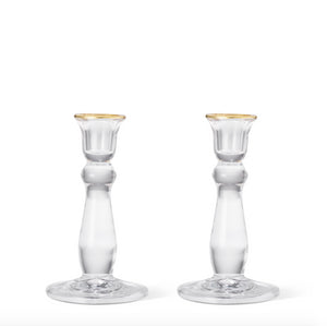 Sancia Tall Taper Candleholders in Gold Rim in, Set of 2