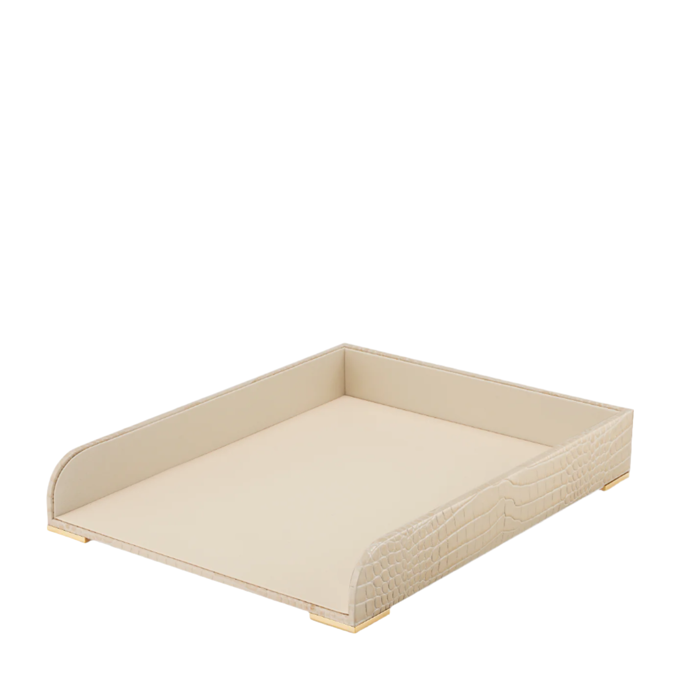 Classic Croc Leather Paper Tray in Fawn