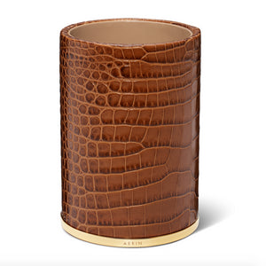 Classic Croc Leather Pencil Cup in Chestnut