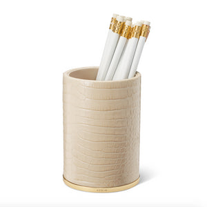 Classic Croc Leather Pencil Cup in Fawn