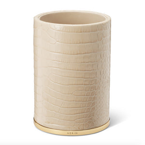 Classic Croc Leather Pencil Cup in Fawn