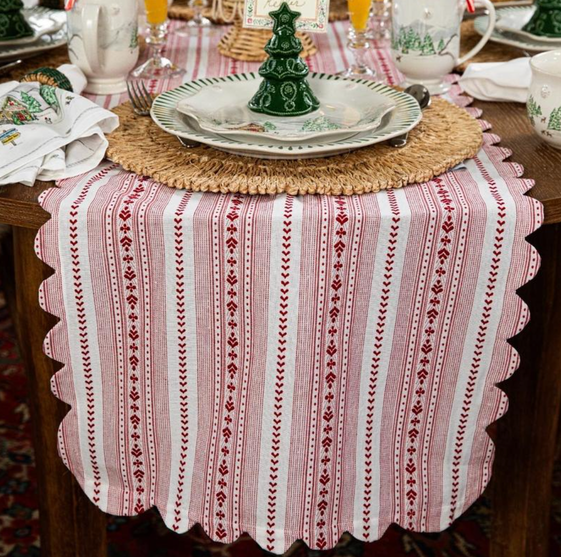 Villa Stripe 18" x 90" Table Runner in Ruby