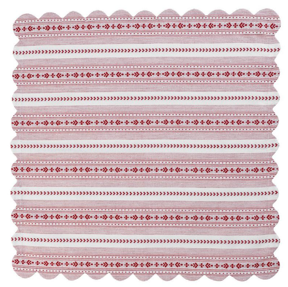 Villa Stripe 52" Square Tablecloth in Ruby