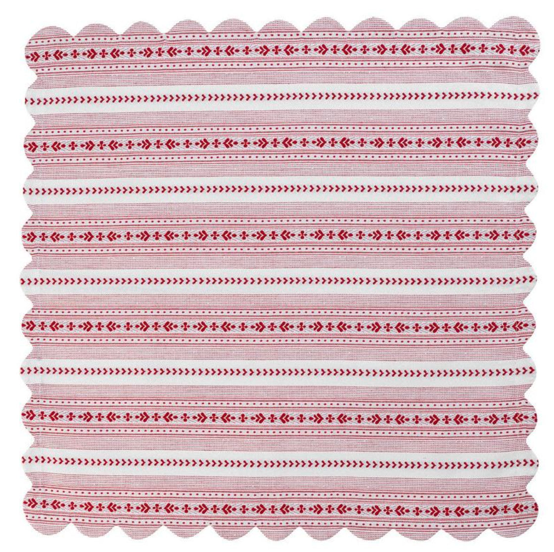 Villa Stripe 52" Square Tablecloth in Ruby