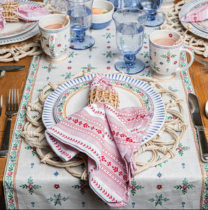 Villa Stripe Napkin in Ruby