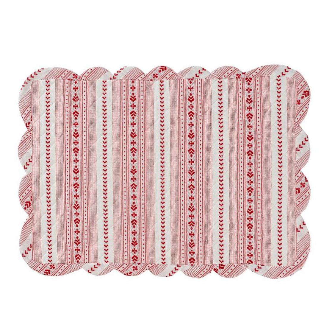 Villa Stripe Quilted Placemat in Ruby