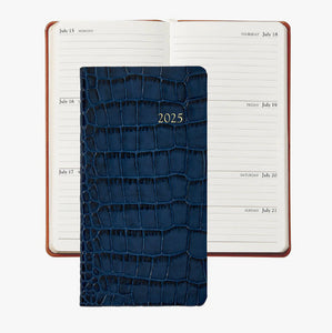 2025 6" Embossed Crocodile Leather Pocket Datebook