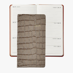 2025 6" Embossed Crocodile Leather Pocket Datebook